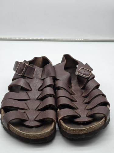 Papillio Sandals Shoes Mens Size 10 Brown ZADAR Leather Fisherman Buckle Damage - Picture 2 of 11