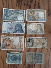 Random lot of 8 foreign paper money bills including Belgium & more