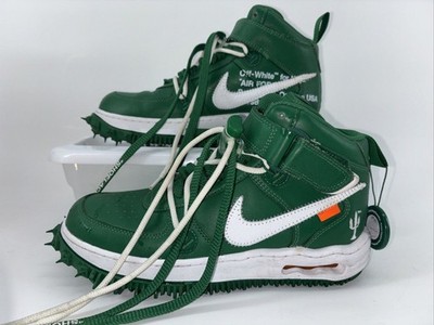 Nike Air Force Off-White Collab Mid SP Leather Pine Green/White Authentic Sz 6.5