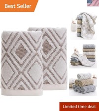 Hand Towels Set of 2 Cotton Absorbent Soft Decorative Bathroom Towels