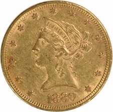 1880 $10 Gold Liberty Head AU Uncertified #115