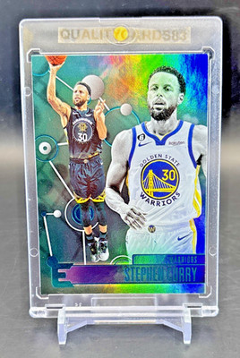 STEPHEN CURRY TEAL RAINBOW HOLO FOIL CARD WITH CASE NBA GOLDEN STATE WARRIORS