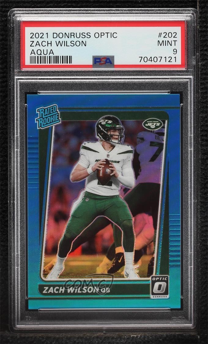 2021 Donruss Optic Rated Rookie Aqua Prizm /299 Zach Wilson #202 PSA 9 MINT 2l4