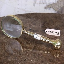Garo Antique Vintage Magnifying Glass Mother of Pearl Brass Handle Map Nautical