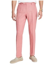 Tommy Hilfiger Mens Modern fit Dress Pants 36 / 34 Light Red Solid Linen
