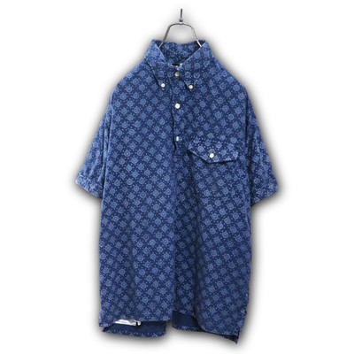 ENGINEERED GARMENTS Popover BD Shirt Navy M Made in USA Cotton Pattern F/S
