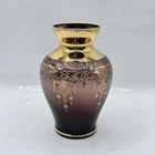 Vintage Ferro & Lazzarini Italian Murano Art Glass Vase - 4.25" tall - 24kt Gold