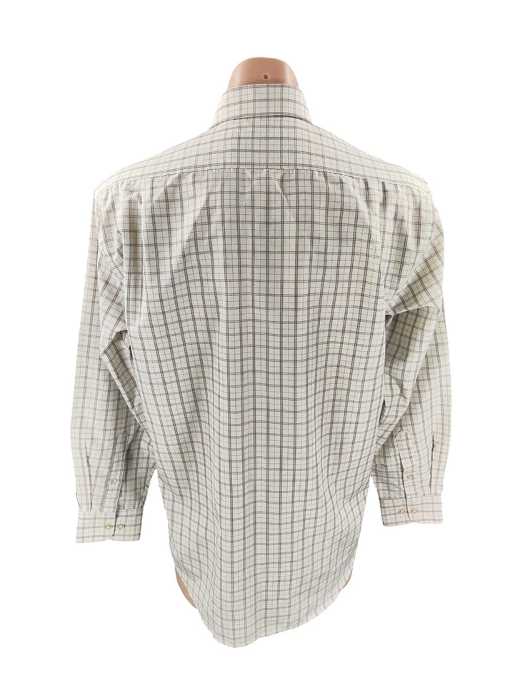 Camisa de vestir Armani Trademark para hombre talla L blanca a cuadros diseñador abotonada  Foto 4 de 4