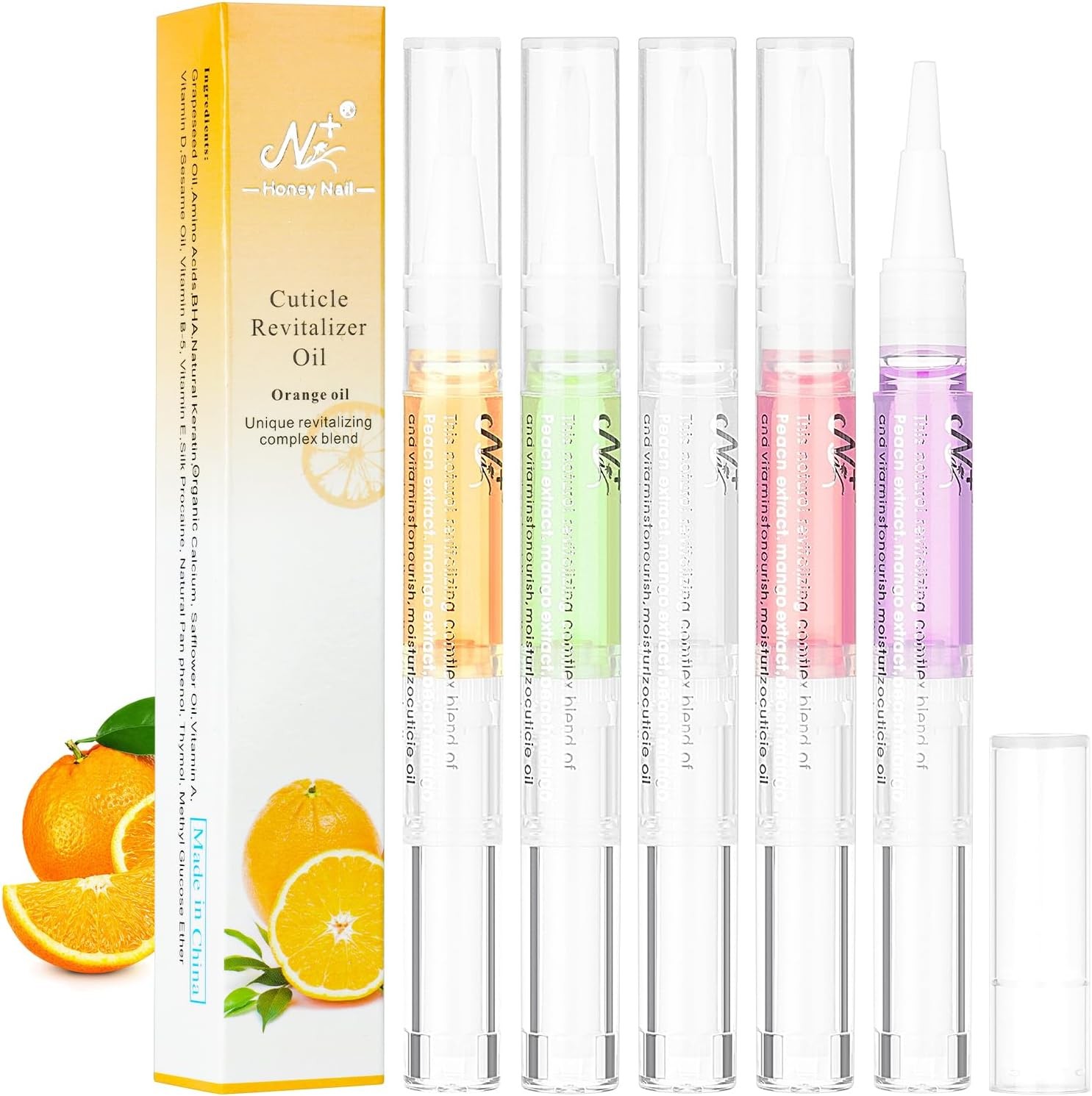 LOPHE Cuticle Oil Pens for Nail Care, 5PCS Natural Ingredients Nail Oil Pens, w