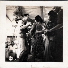 WW2 Photo of Soldiers and Women Dancing at Gathering
