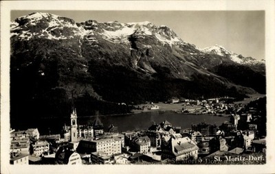 Postcard Sankt Moritz village canton of Graubünden, general view - 5012883