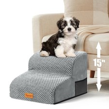 2Tier High Density Foam Pet Steps 11.8 Inch H NonSlip Dog Stairs Couch Bed