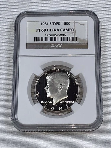 1981 S Kennedy Half Dollar Type 1 NGC Graded PF 69 Ultra Cameo 50c