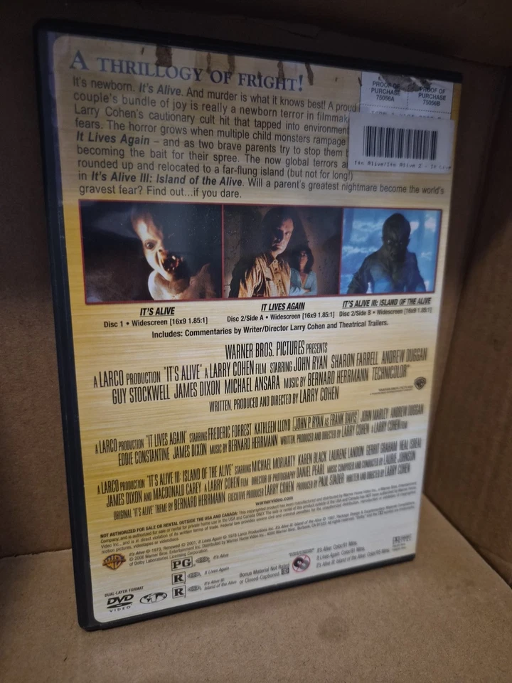 It's Alive Collection (DVD Region 1) RARE OOP HORROR TRILOGY  - Image 2 of 2
