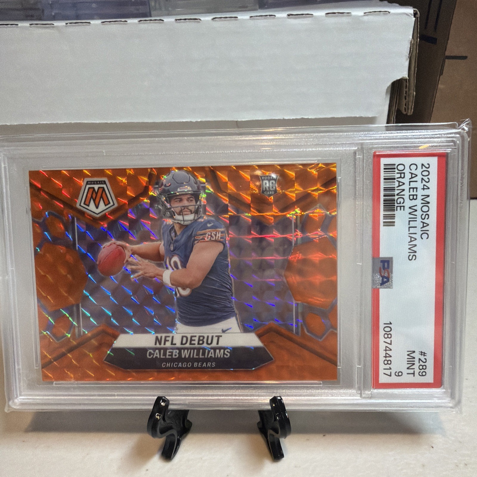 2024 Panini Mosaic Caleb Williams NFL Debut Orange /199 PSA 9