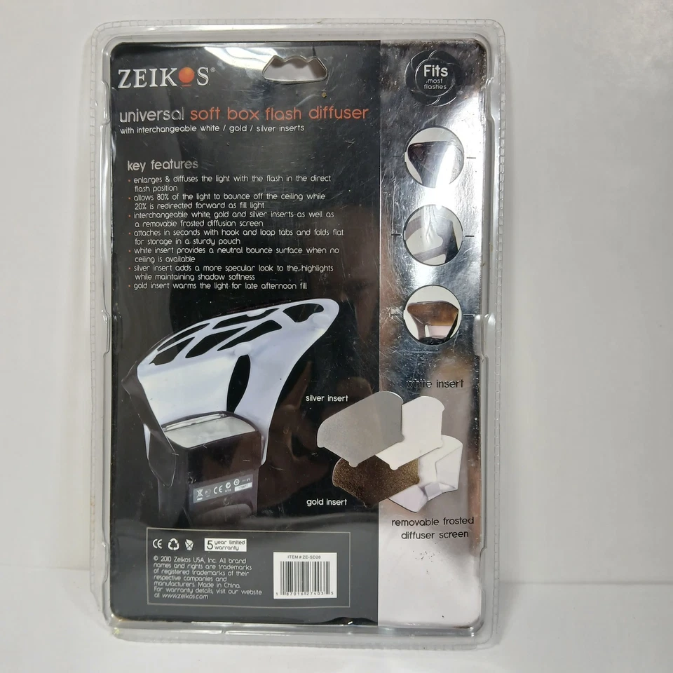 Zeikos Universal Soft Box Flash Diffuser White Gold & Silver Inserts - Image 3 of 3