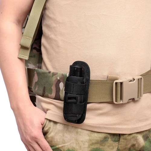 360 Degree Rotatable Flashlight Pouch Holster Nylon Torch Holder Belt Case Bag - Picture 2 of 7
