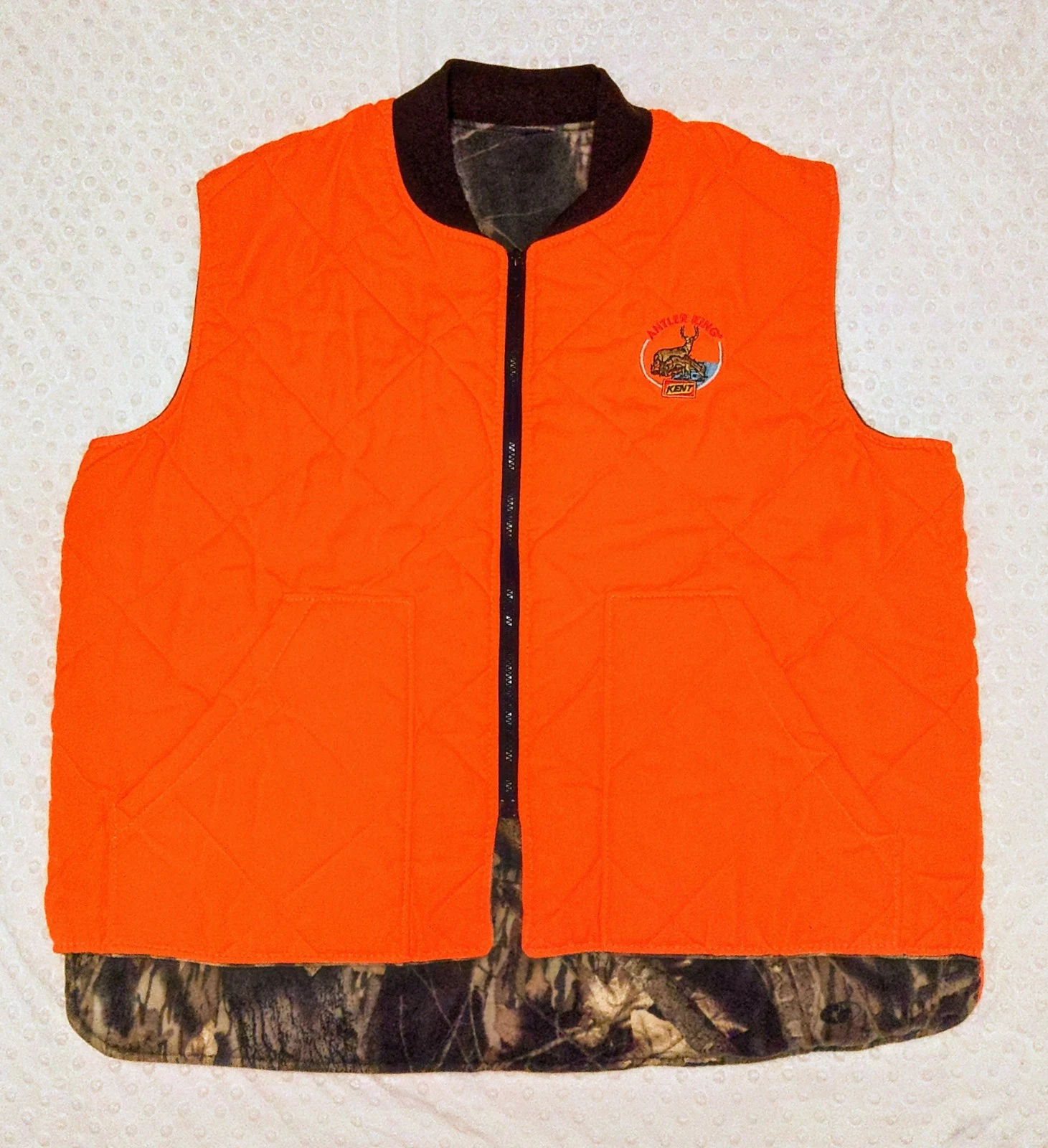 Kent Seed Clarkfield Outdoors Hunting Reversible Puffer Vest Camo Antler King XL
