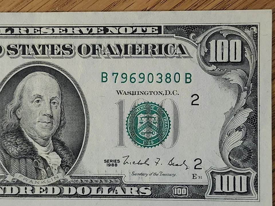 1988 $100 NON STAR FEDERAL RESERVE NEW YORK B79690380B - Image 4 of 4