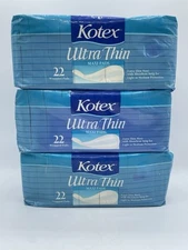 3 Vintage 1986 Kotex Ultra Thin Maxi Pads 22 Count Wrapped Pads New Bs307
