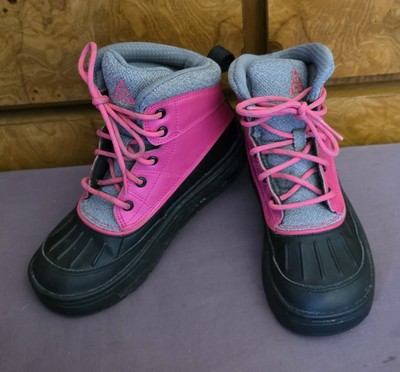 KIDS/GIRLS NIKE ACG PINK/BLACK DUCK WOODSIDE WATERPROOF LACE UP