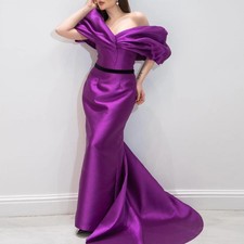 Purple Prom Dresses for Woman Customized Off The Shoulder Pleat Mermaid Birthday