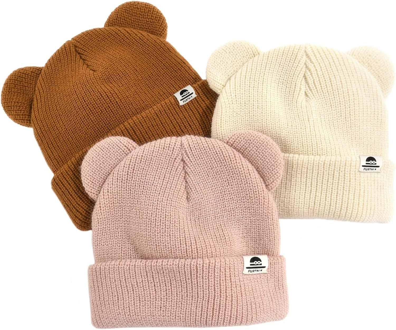 Baby Beanie Winter Hat with Bear Ear for Infant Toddler - Soft Knitted Skull Cap