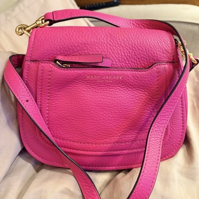 New! Marc Jacobs Empire City Crossbody Saddle Bag Pink Pebbled Leather Clutch