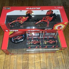 Burago Formula One Ferrari 1:43 pit row set  1:24 two car set w/ drivers Lot