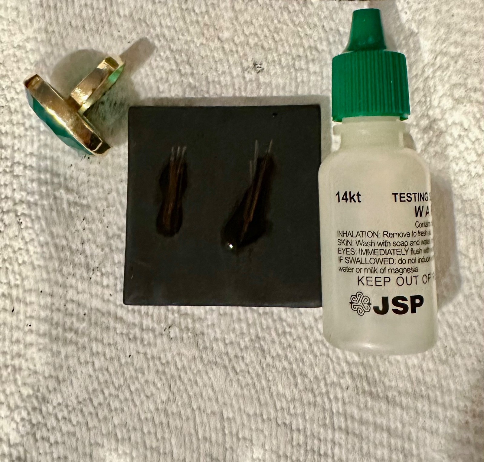 14k SOLID GOLD OVAL SOLITAIRE HUGE GREEN CHALCEDO… - image 16