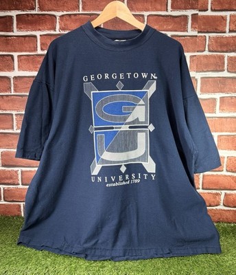 Vintage 90 s Georgetown University GU Ribbed Half Sand T-Shirt 2XL/3XL RARE