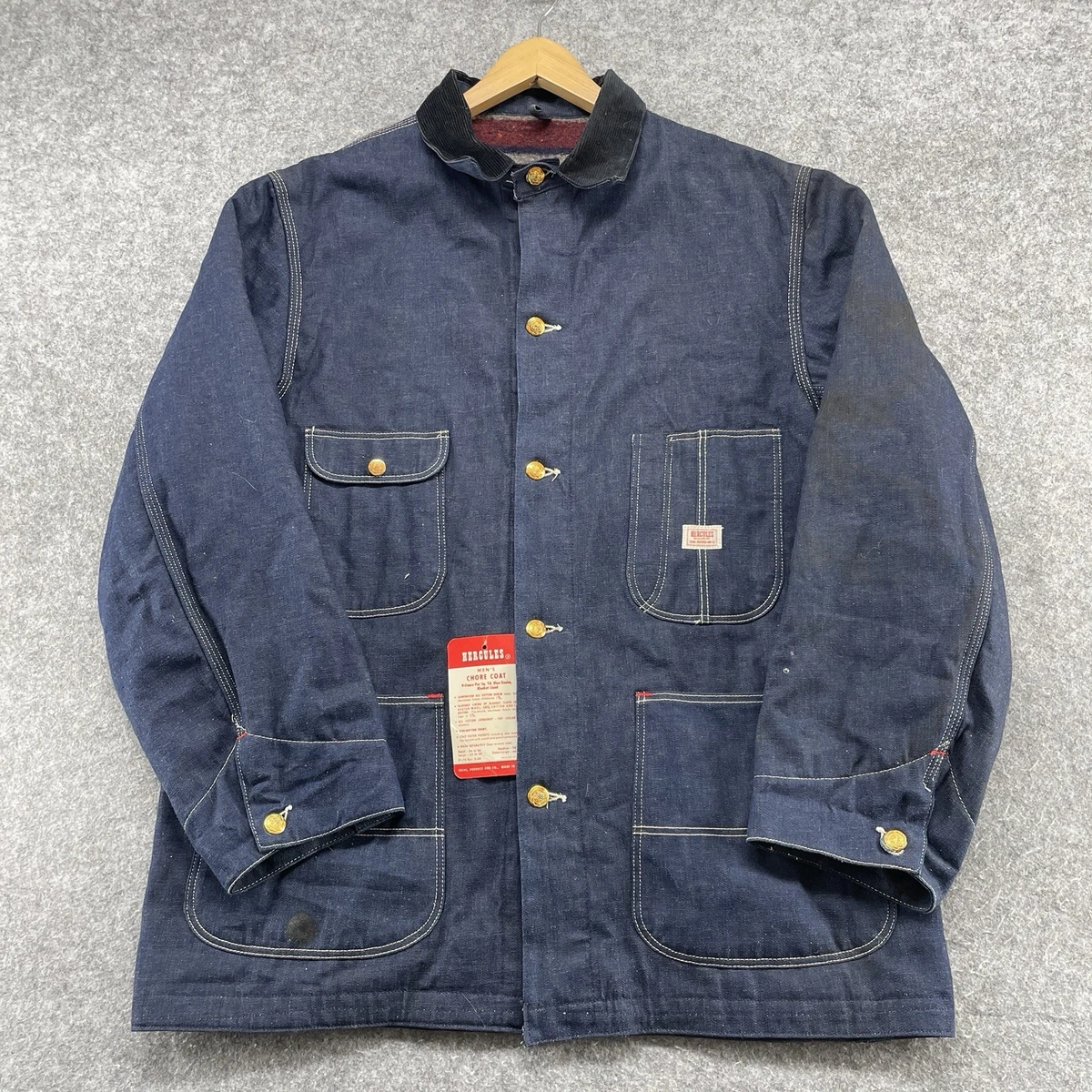 Chore Jacket Denim 1950s Vintage Outerwear Coats & Jackets for Men