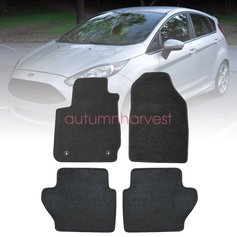 New 2011-2019 For Ford Fiesta Front & Rear Floor Mats Carpet Velour Black 4PCS - Изображение 2 из 4
