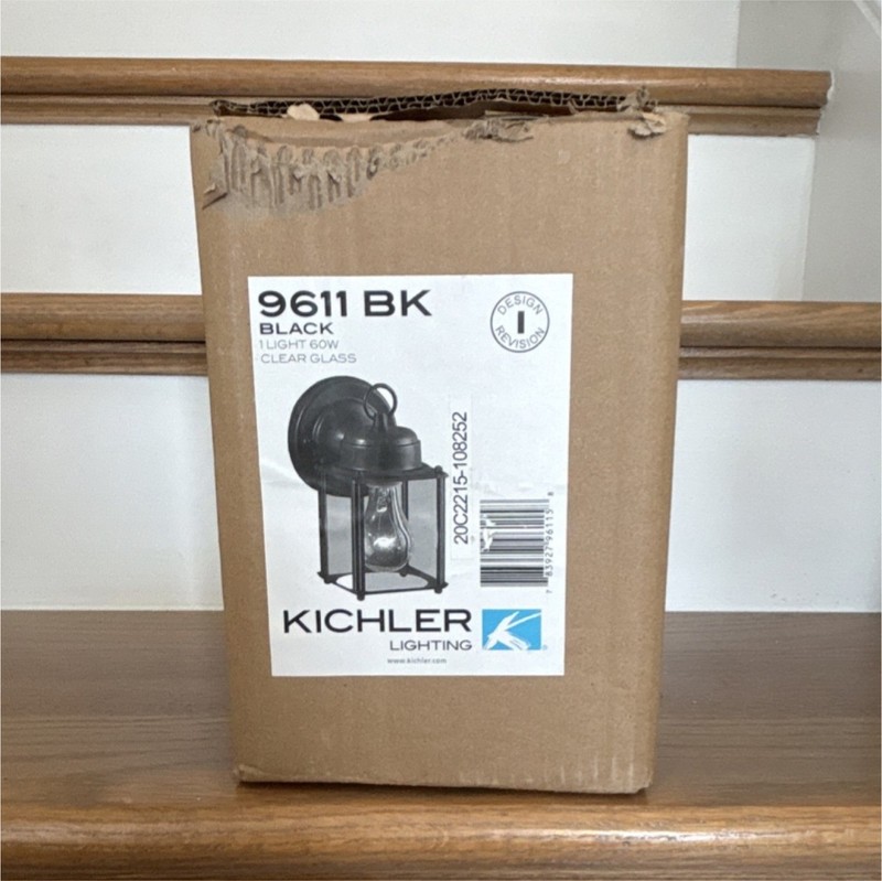 Kichler 9611BK Black Wall Lantern 1-Light 60W Clear Glass Outdoor Fixture