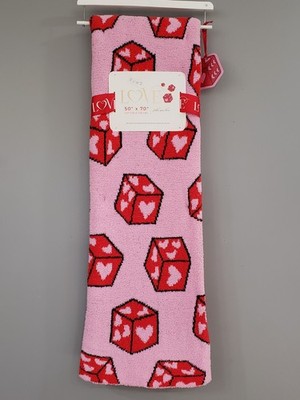 NEW THROW RUG dice hearts y2k pink red girl teen bedroom glam biker valentines