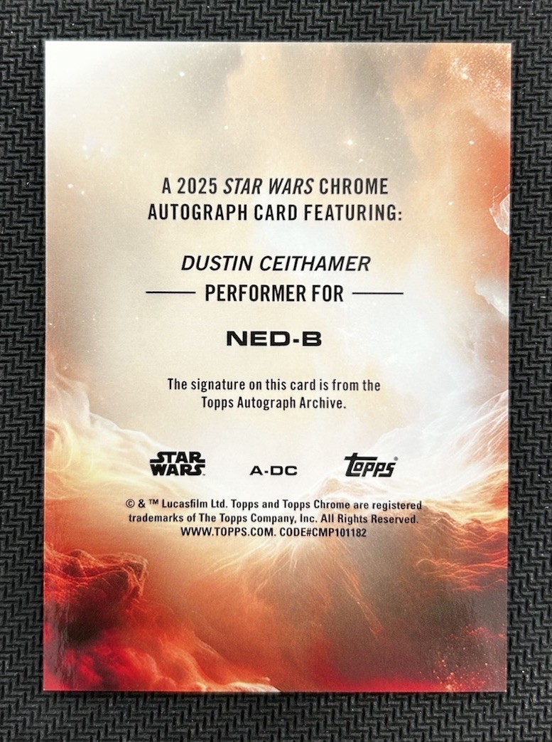 Topps Chrome Star Wars Dustin Ceithamer Auto As Ned-B Purple Refr #/199 view 2