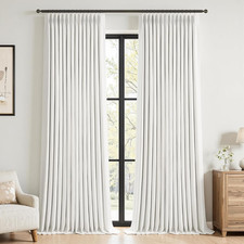 Elegant Beige White 100 Blackout Pinch Pleated Curtains 90" Long 2 Panels