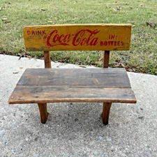 Vintage Coca-Cola Wooden Display Bench- Doll Bench, 12" Long