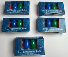Vintage C7 Replacement Bulbs UL Blue Green Red Orange 4 Pack New 5W Lot Of 5