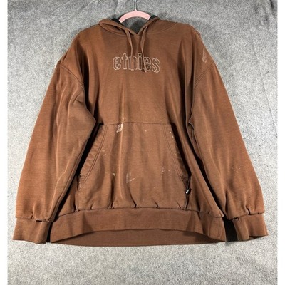 VTG 90s Etnies Nicholas Hoodie Mens XL Brown Waffle Lined Skateboard Sweatshirt