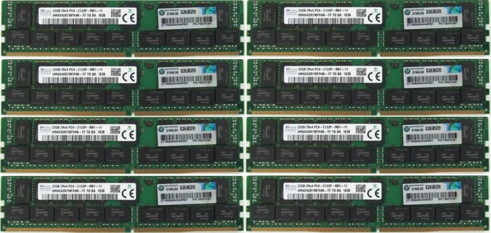 256GB HP 8x 32GB 728629-B21 774175-001 752370-091 DDR4 ECC RAM PC4-2133P-R REG