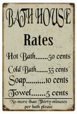 Vintage Style Metal Sign Bath House Bathroom 12x18 .