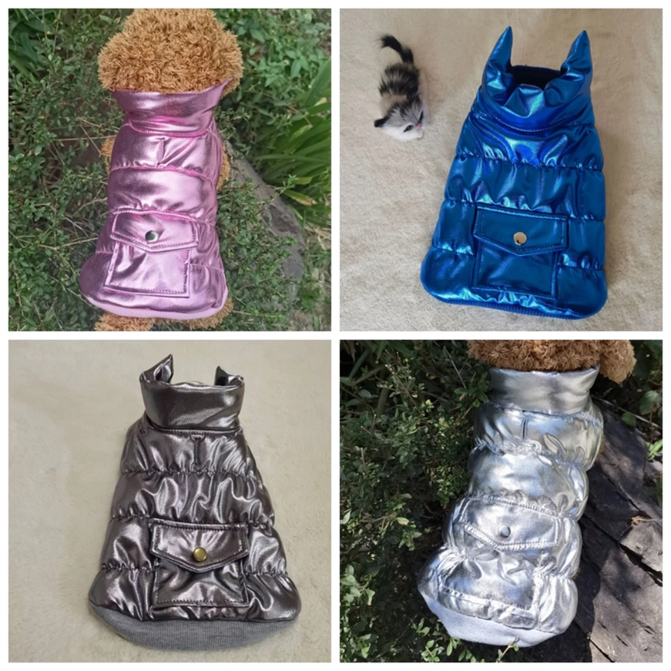 Glitter Dog Pet Cat Padded Puffer Clothes Vest Fleece Lined Winter Puppy Costume - Image 2 of 4