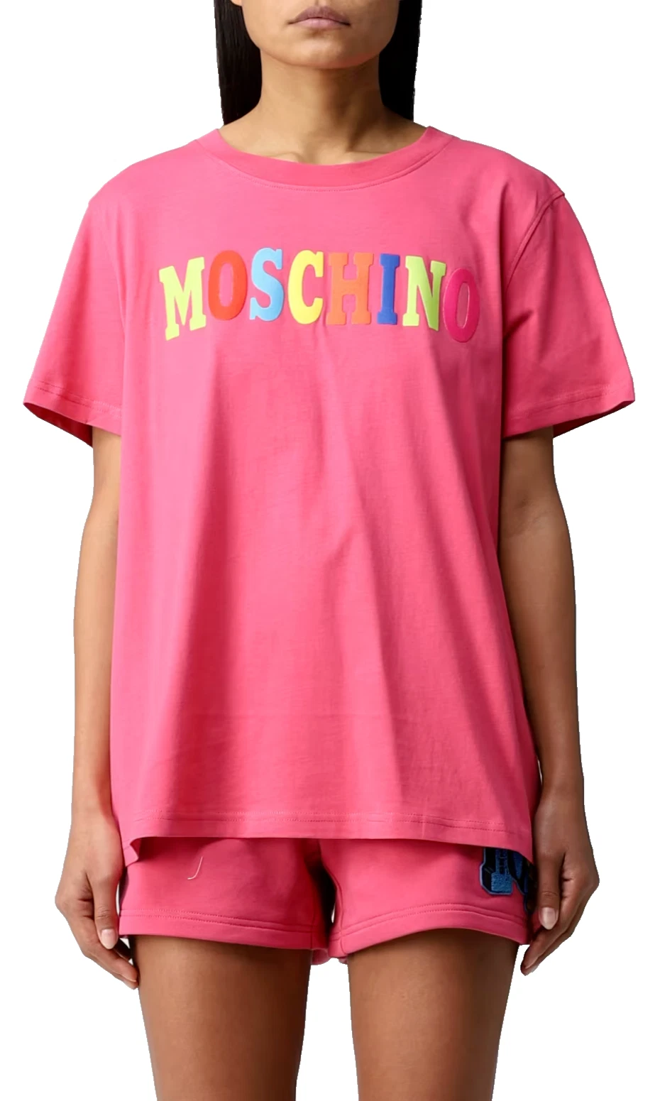 Moschino Couture T-shirt Oversize Multi Color Logo Printed Tee Shirt Unisex XXS