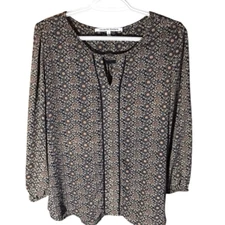 Collective Concepts size Large blue beige long sleeve career casual (Rv)