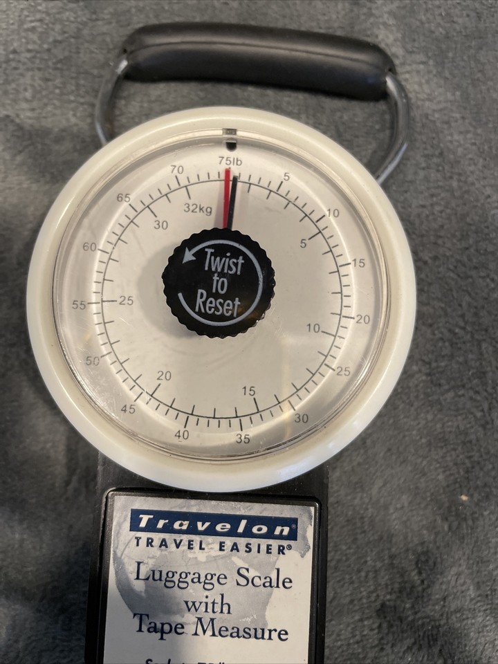 Travelon Hanging Travel Luggage Scale Stop Lock Tape Measure 75 LB eBay