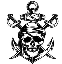 SKULL SWORDS ANCHOR PIRATE Vinyl Diecut Decal Tumber Laptop Car Walls Cup Glass