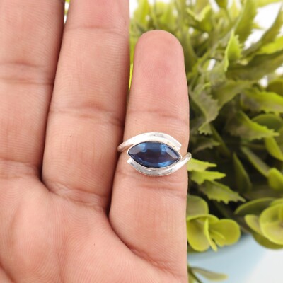 London Blue Topaz Ring 925 Stamped Silver Handmade Gemstone Jewelry Gift For Her