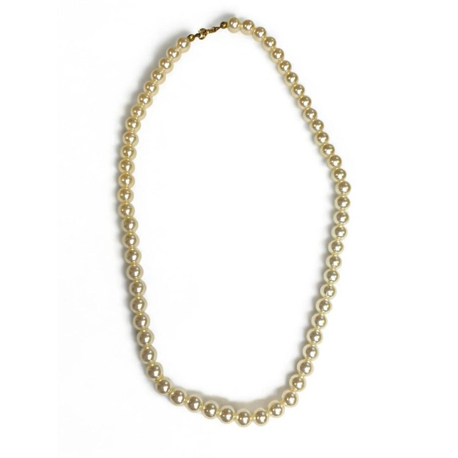 OFF WHITE Collana vintage finta perla bianco sporco chiusura a molla 19 pollici