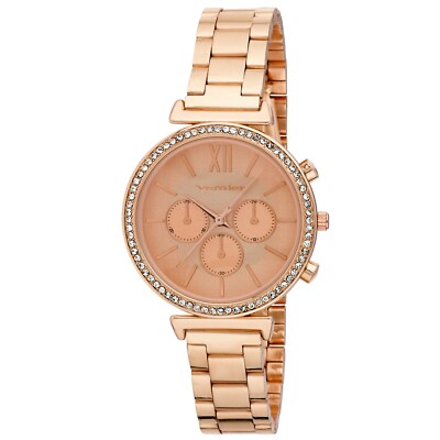 Vernier Womens 36mm Crystal Bezel Round Link Watch | eBay display picture 3
